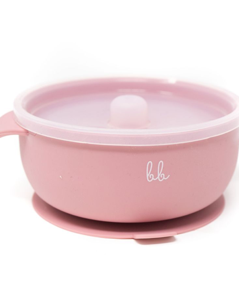 Three Hearts Modern Teething Accessories Silicone Suction Bowl- Dusty Rose