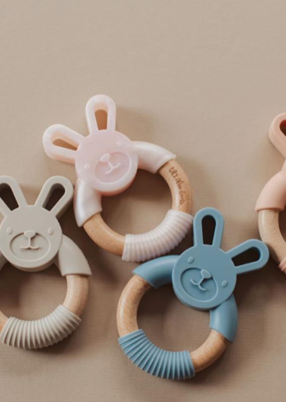 Three Hearts Modern Teething Accessories Silicone Bunny Teething Ring
