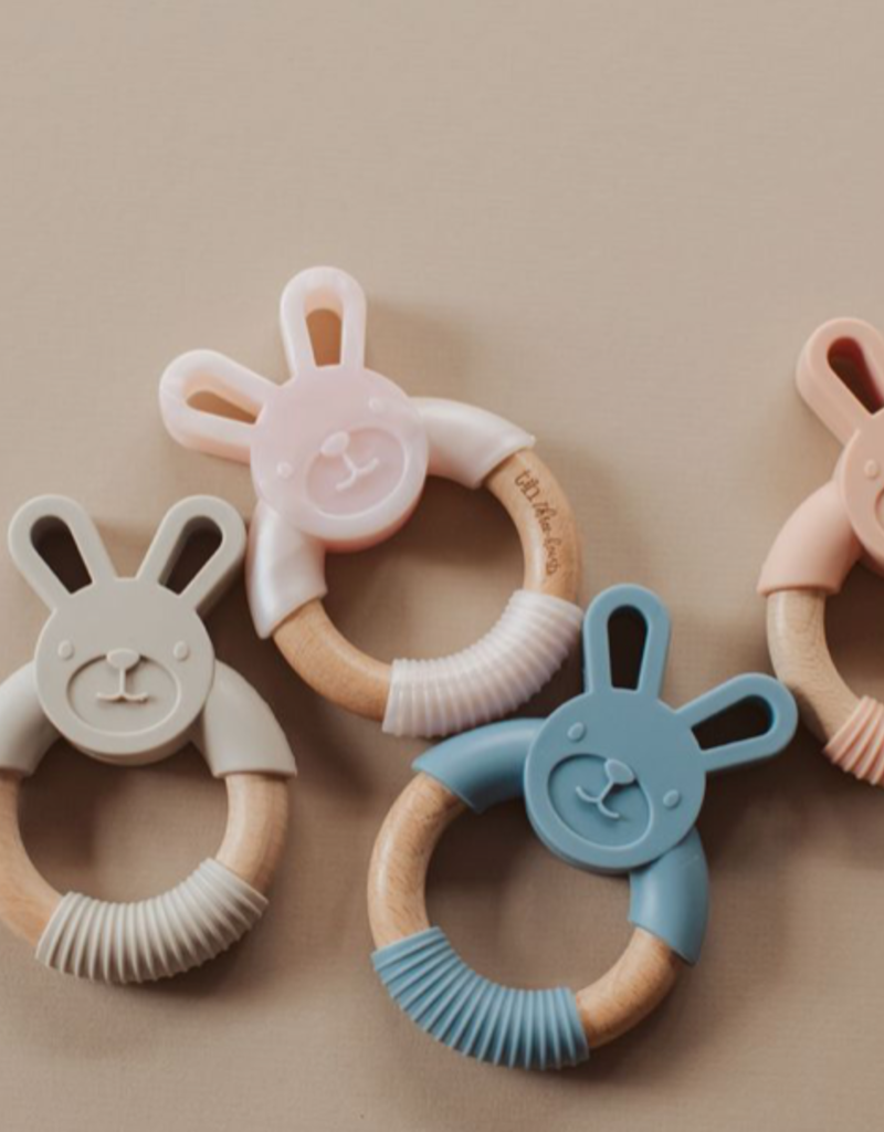 Three Hearts Modern Teething Accessories Silicone Bunny Teething Ring