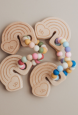 Three Hearts Modern Teething Accessories Rainbow Wooden Teether