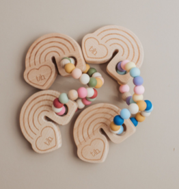 Three Hearts Modern Teething Accessories Rainbow Wooden Teether
