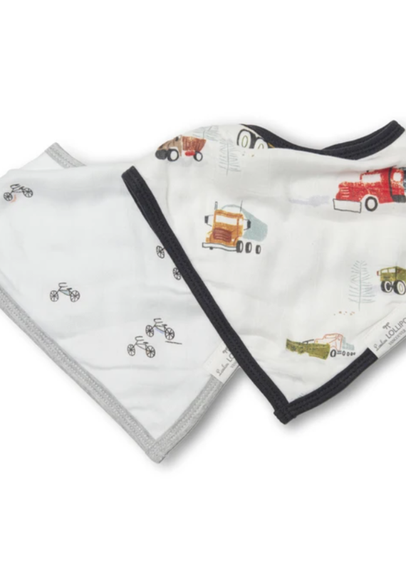 LouLou Lollipop Bandana Bib Set- Happy Trucks