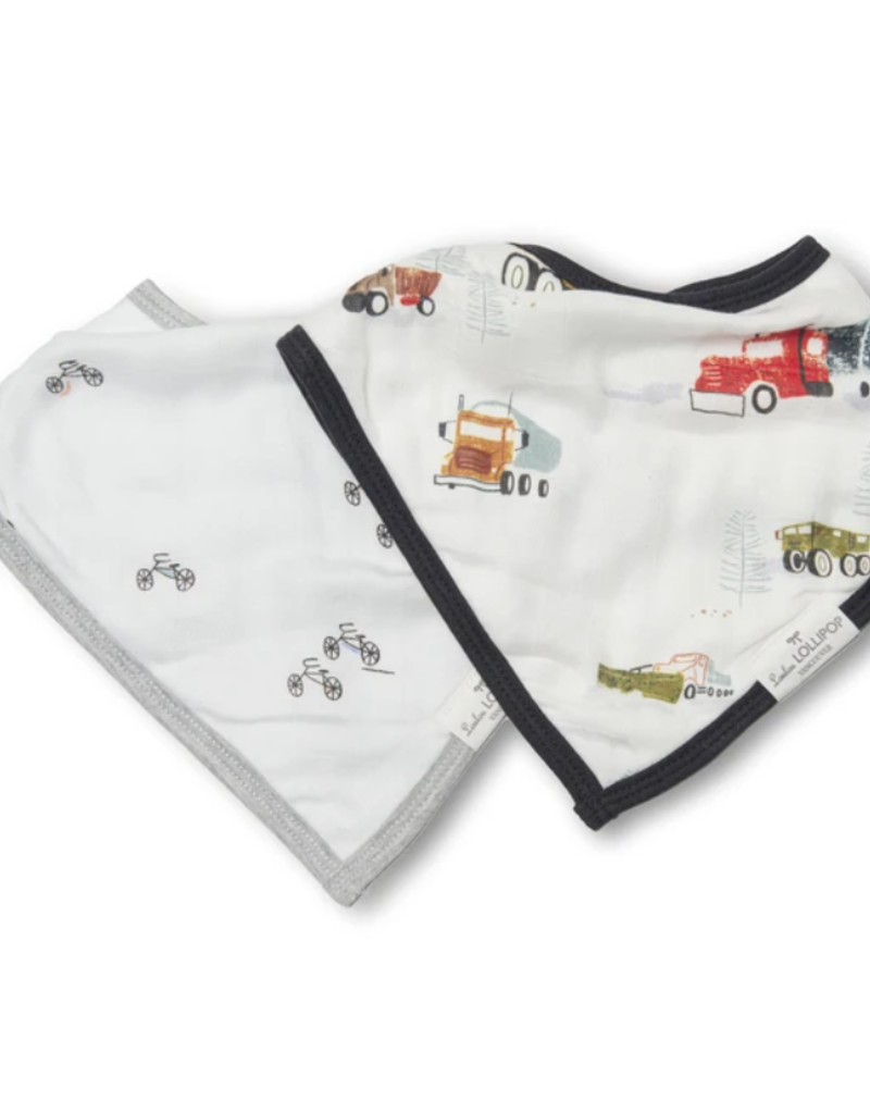 LouLou Lollipop Bandana Bib Set- Happy Trucks
