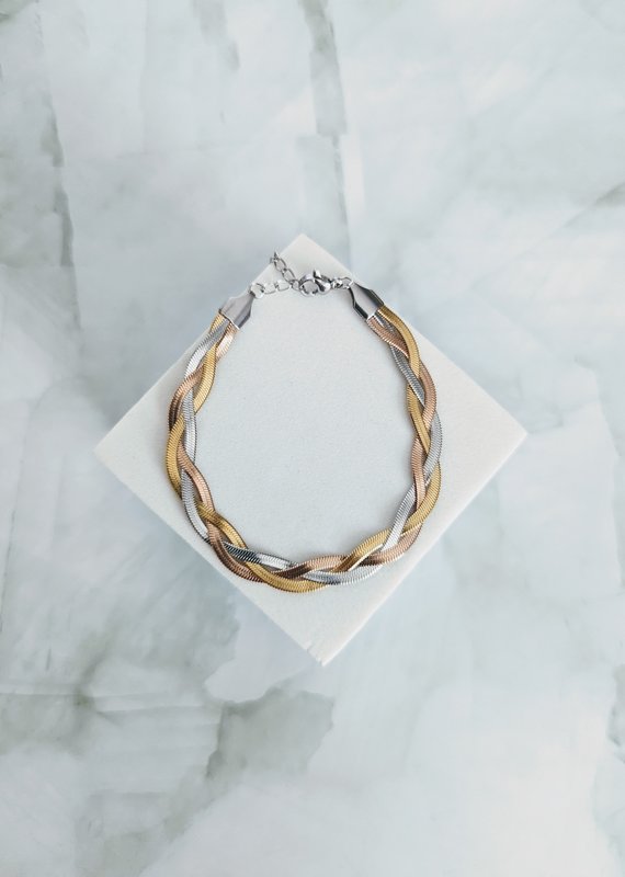LDayDesigns Herringbone Braided Bracelet- Steel