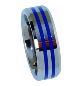 Double Blue Line Ring