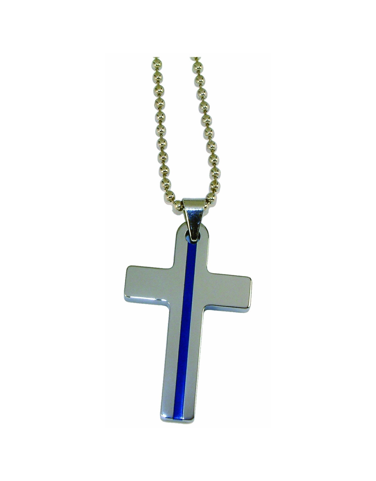 Blue Line Cross Necklace- Large