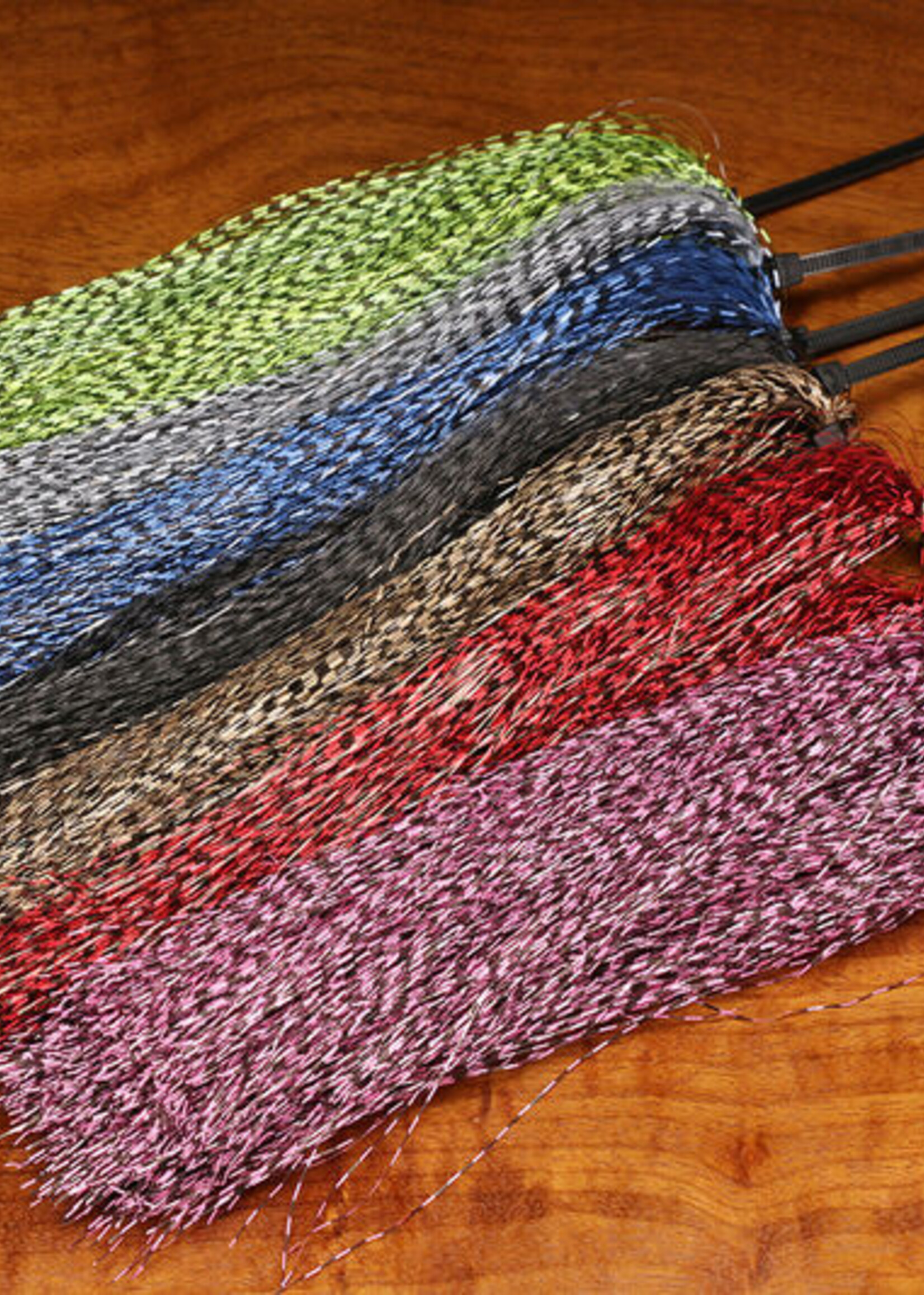 Hareline Dubbin Micro Barred Voodoo Fiber Black Barred Red