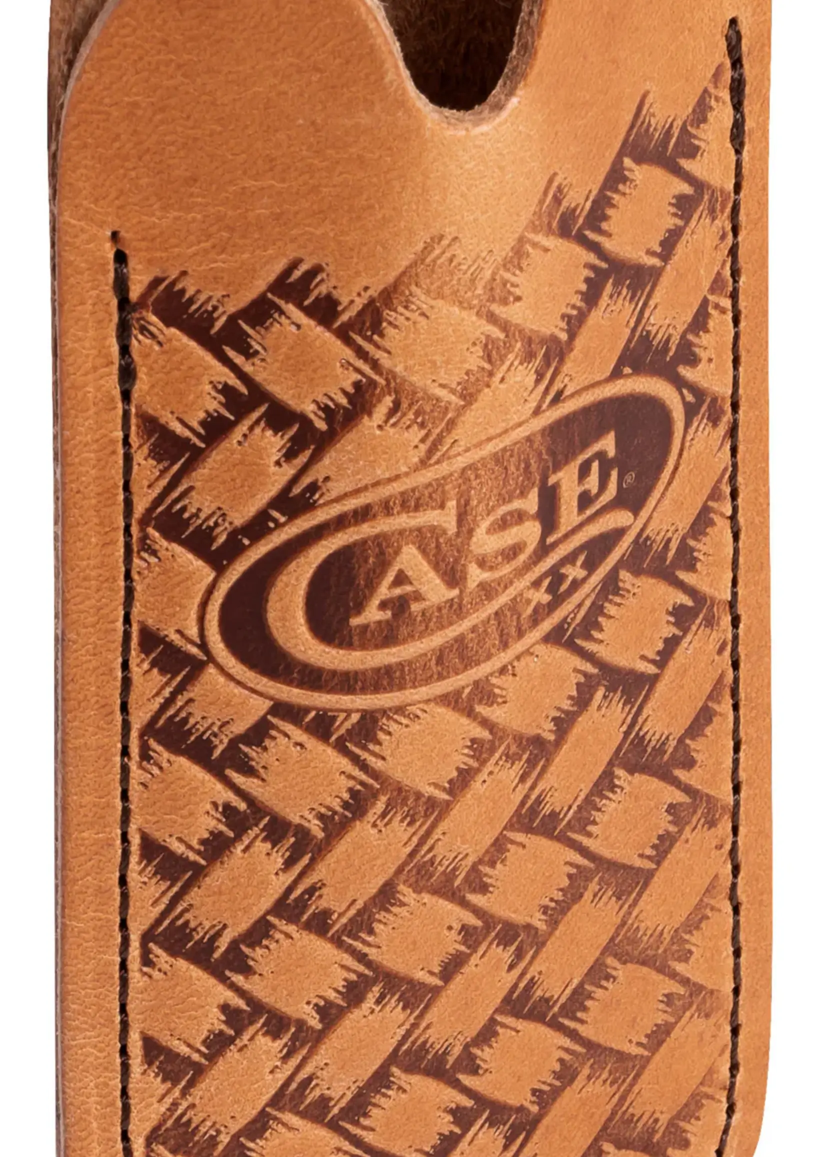 W.R. Case & Sons CASE Sheath Leather Knife Slip Brown Embossed Herringbone & Case Logo