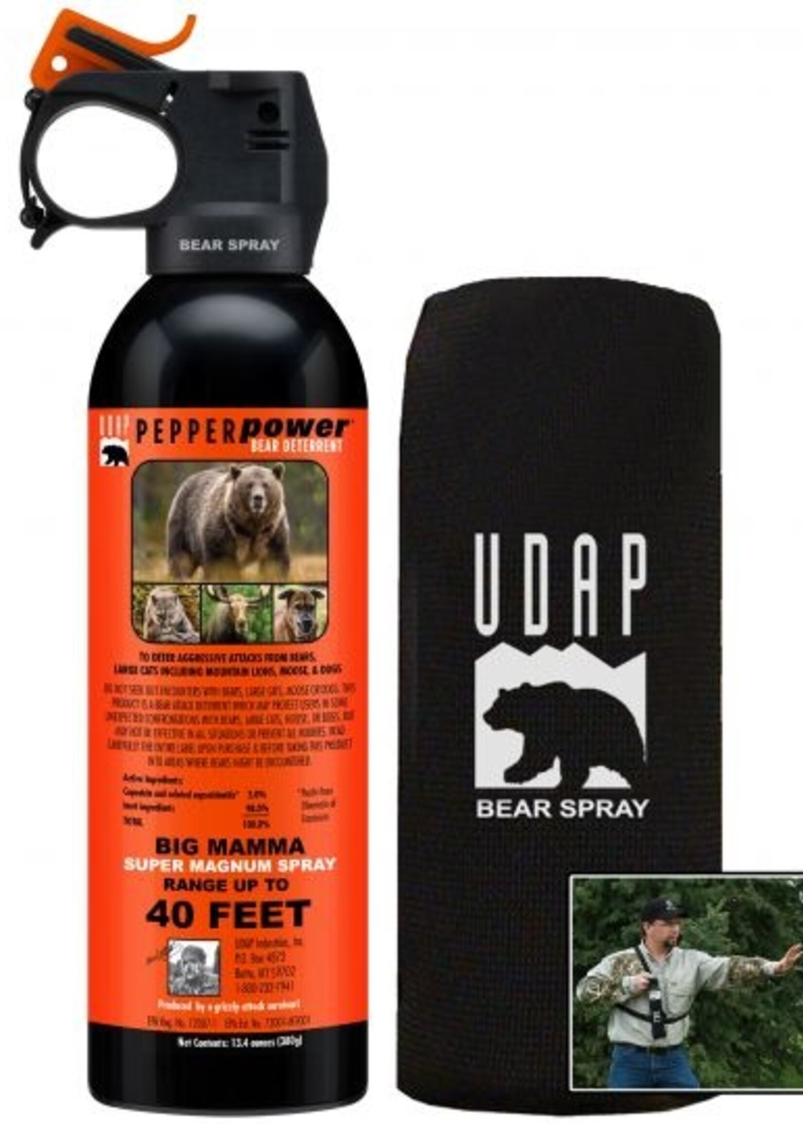 UDAP Industries, Inc. UDAP Super Magnum Bear Spray w/ Hip Holster 13.4oz