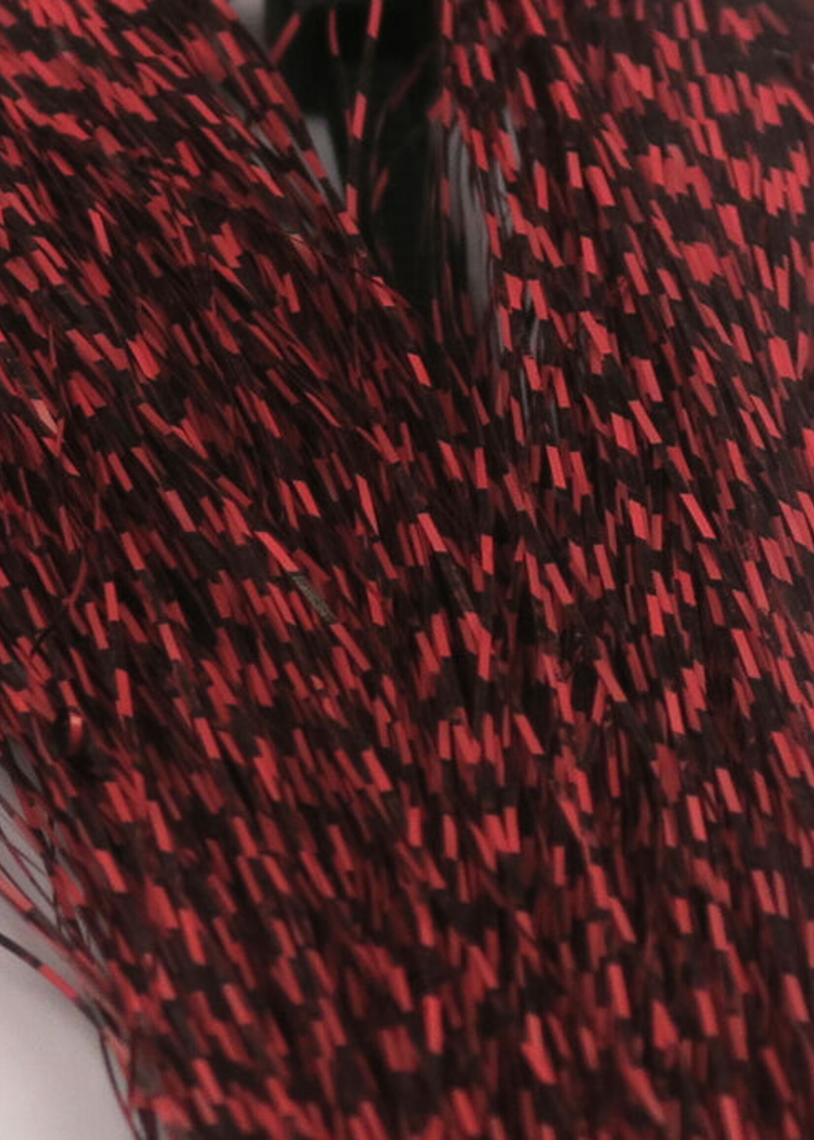Hareline Dubbin Micro Barred Voodoo Fiber Black Barred Red
