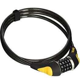 OnGuard OnGuard Akita Resettable Combo Cable Lock: 6' x 10mm, Gray/Black/Yellow