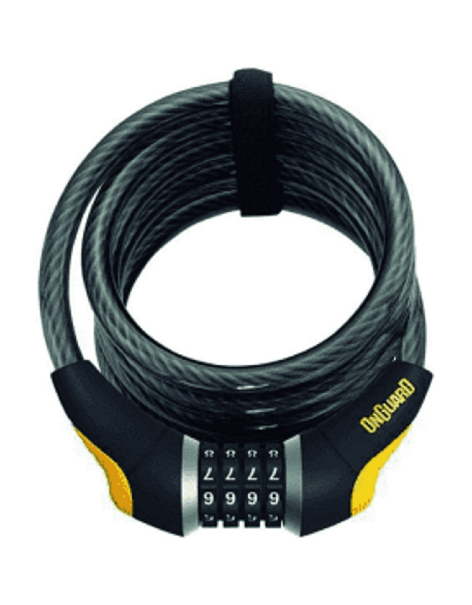 OnGuard OnGuard Doberman Combo Cable Lock: 6' x 12mm, Gray/Black/Yellow