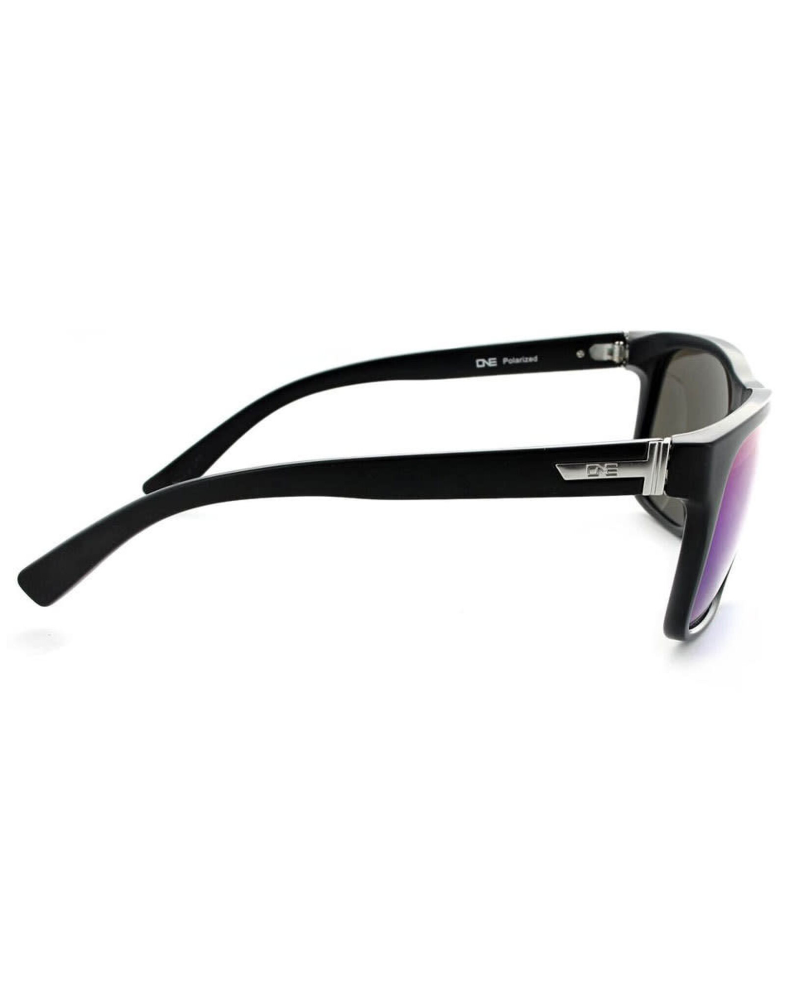 Optic Nerve ONE Ziggy Polarized Sunglasses: Matte Black with Smoke Green Mirror Lens