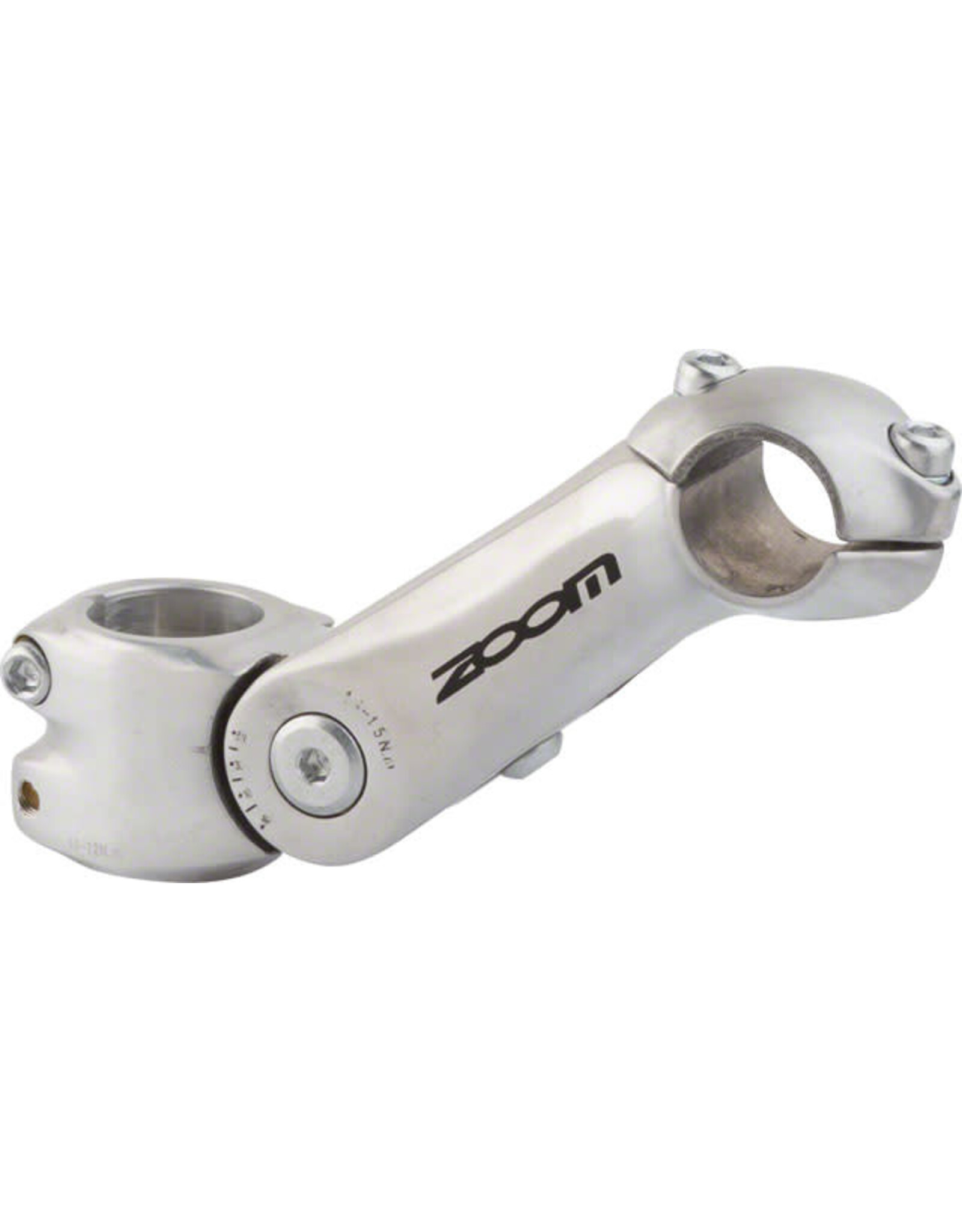 Zoom Zoom TDS-C297 Stem - 125mm, 25.4 Clamp, Adjustable, 1 1/8", Aluminum, Silver