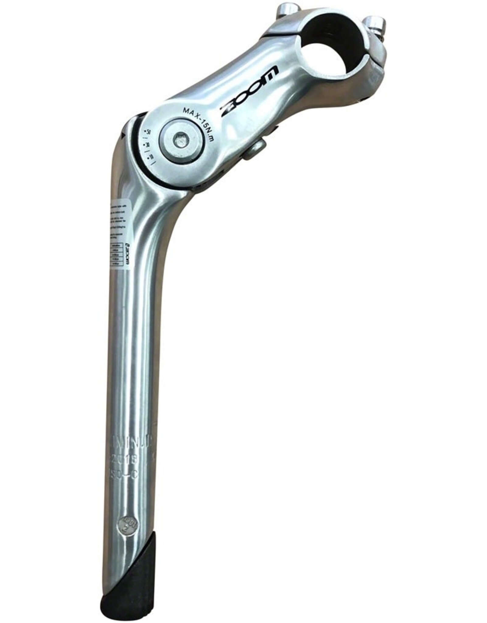 Zoom Zoom Quick Comfort Adjustable Stem - 90mm, 25.4 Clamp, Adjustable 80-150deg, 25.4-24tpi Quill, Aluminum, Silver