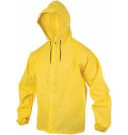 O2 Rainwear O2 Rainwear Hooded Rain Jacket with Drop Tail: Yellow MD