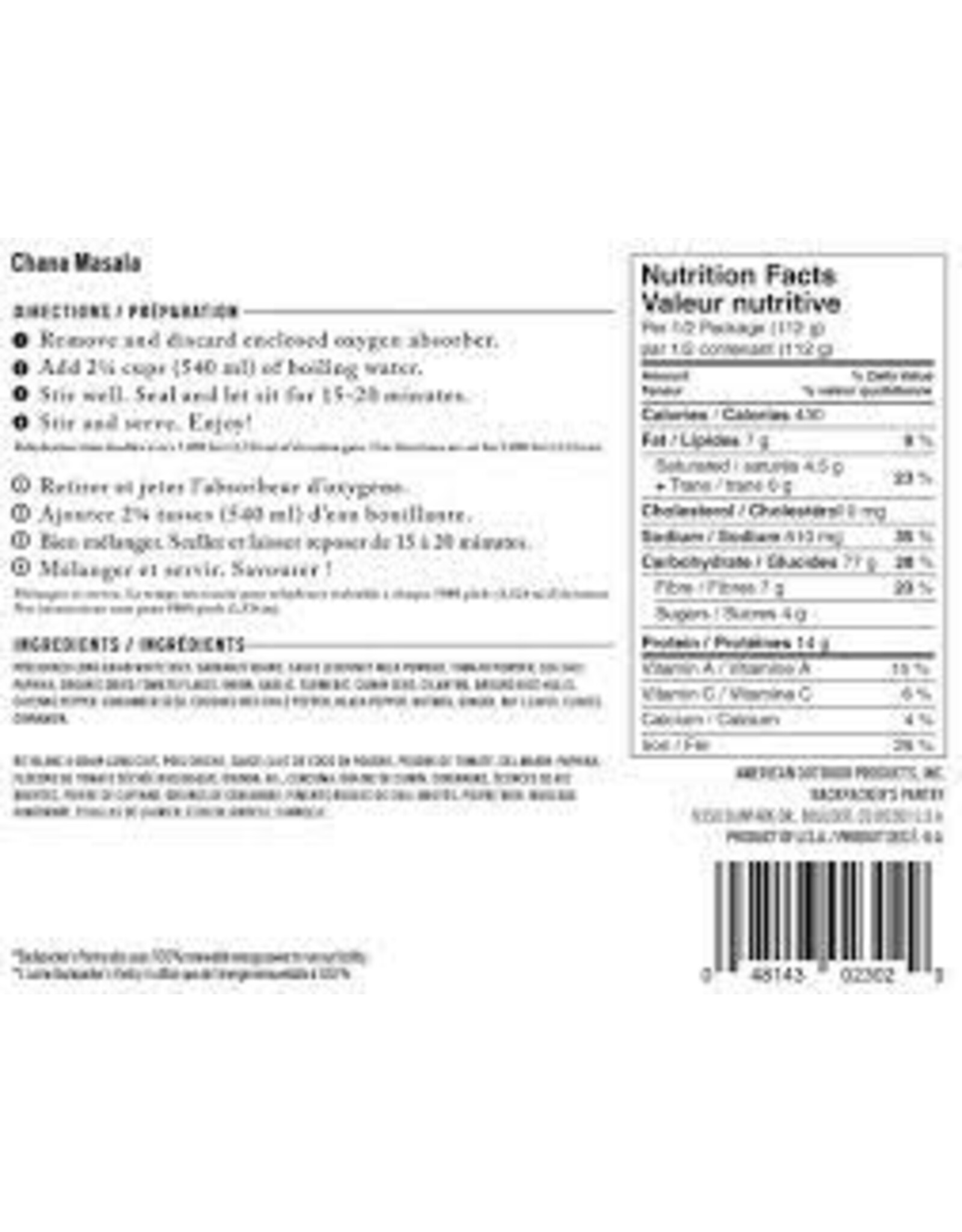 Backpacker's Pantry Backpacker's Pantry Chana Masala: 2 Servings