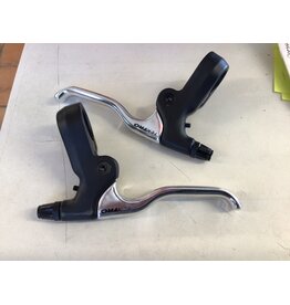 BRAKE LEVER - Tektro Brake Levers, 2 Finger Type, Works With ( Linear - requires modification ), Caliper, Cantilever & U Brakes, SILVER/BLACK (Sold In Pairs)