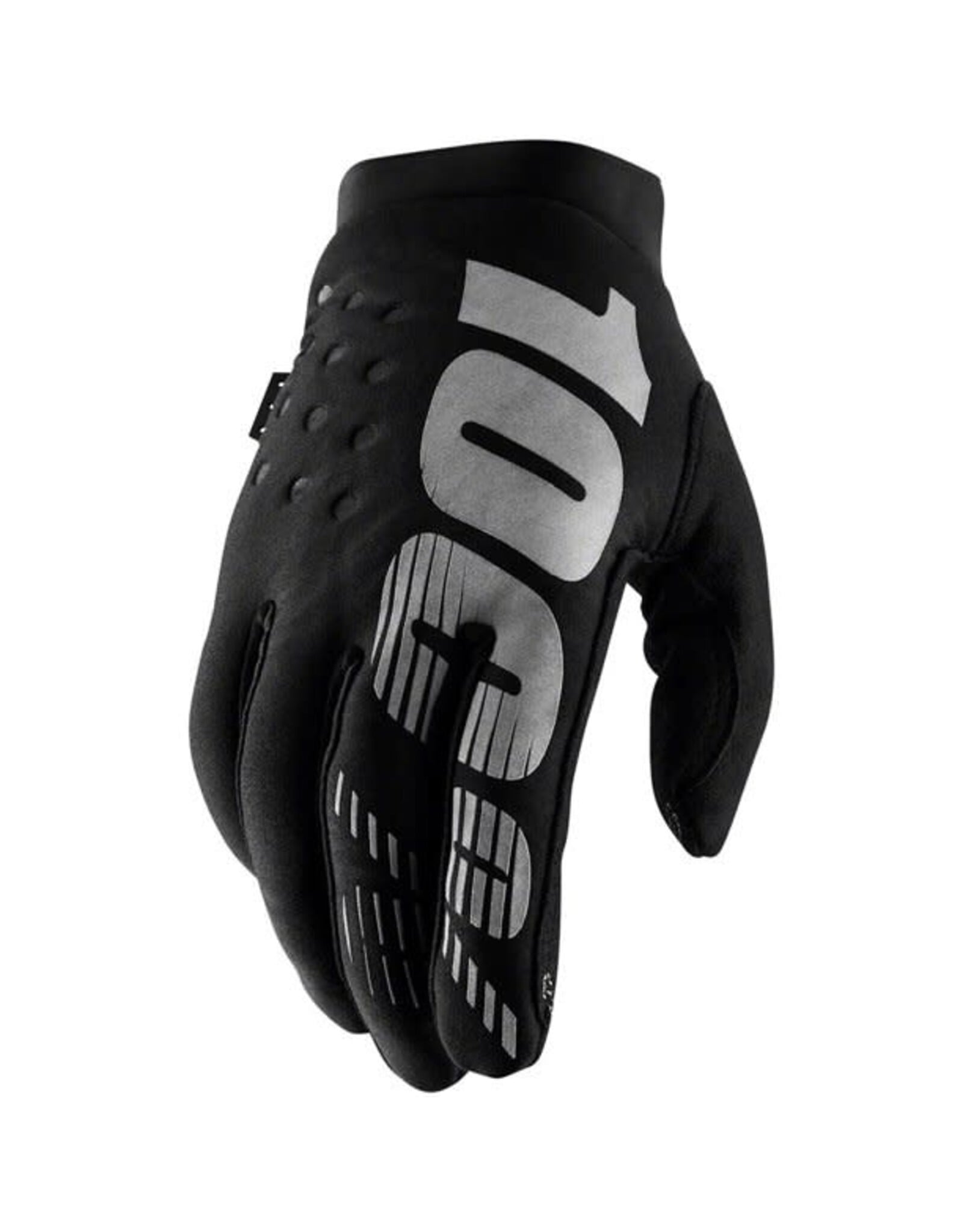 100% Brisker Gloves - Black Full Finger Men's Large