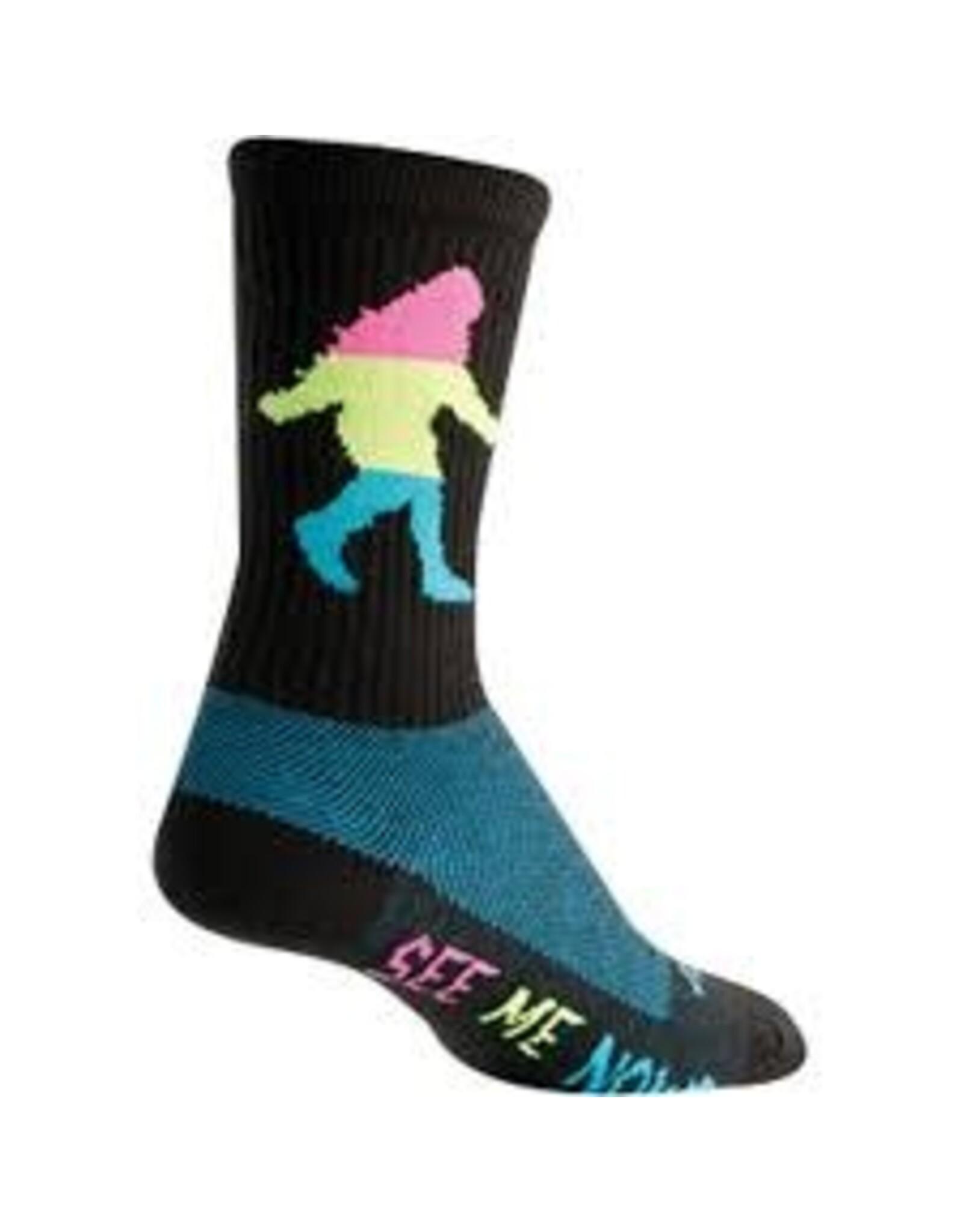 SockGuy SockGuy Wool Neon Sasquatch Socks - 6", Black, Small/Medium