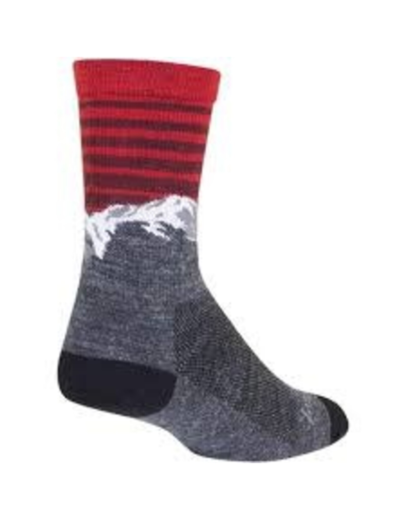 SockGuy SockGuy Summit Wool Socks - 6", Gray/Red/White, Small/Medium