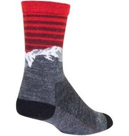 SockGuy SockGuy Summit Wool Socks - 6", Gray/Red/White, Large/X-Large