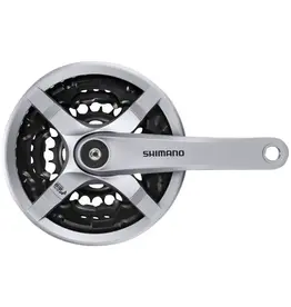 Shimano Shimano Tourney FC-TY501 Crankset - 170mm, 6/7/8-Speed, 42/34/24t, Riveted, Square Taper JIS Spindle Interface, Silver