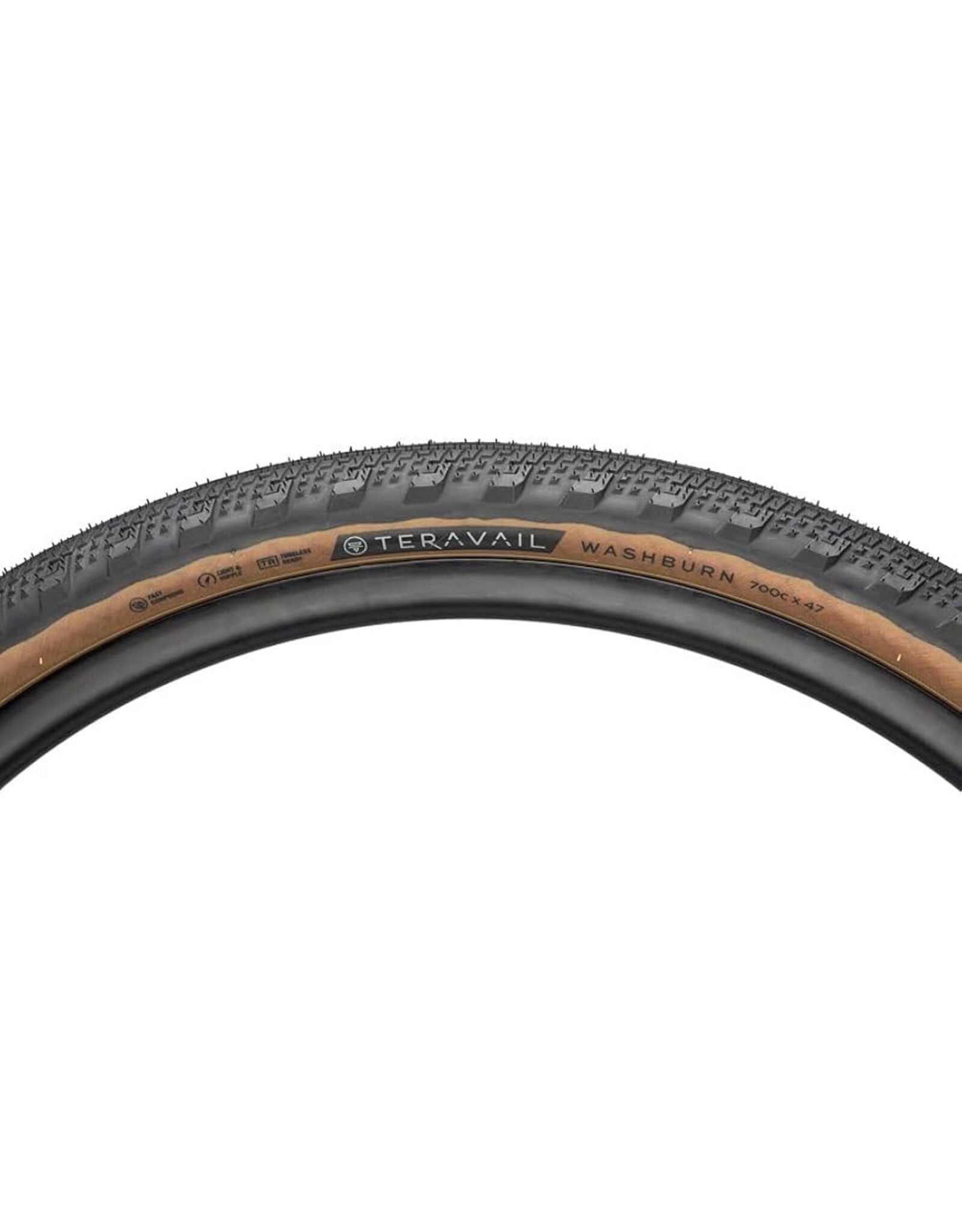 Teravail Teravail Washburn Tire - 700 x 47, Tubeless, Folding, Tan, Durable