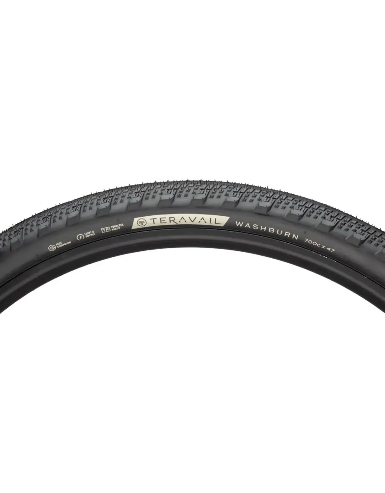 Teravail Teravail Washburn Tire - 700 x 47, Tubeless, Folding, Black, Durable