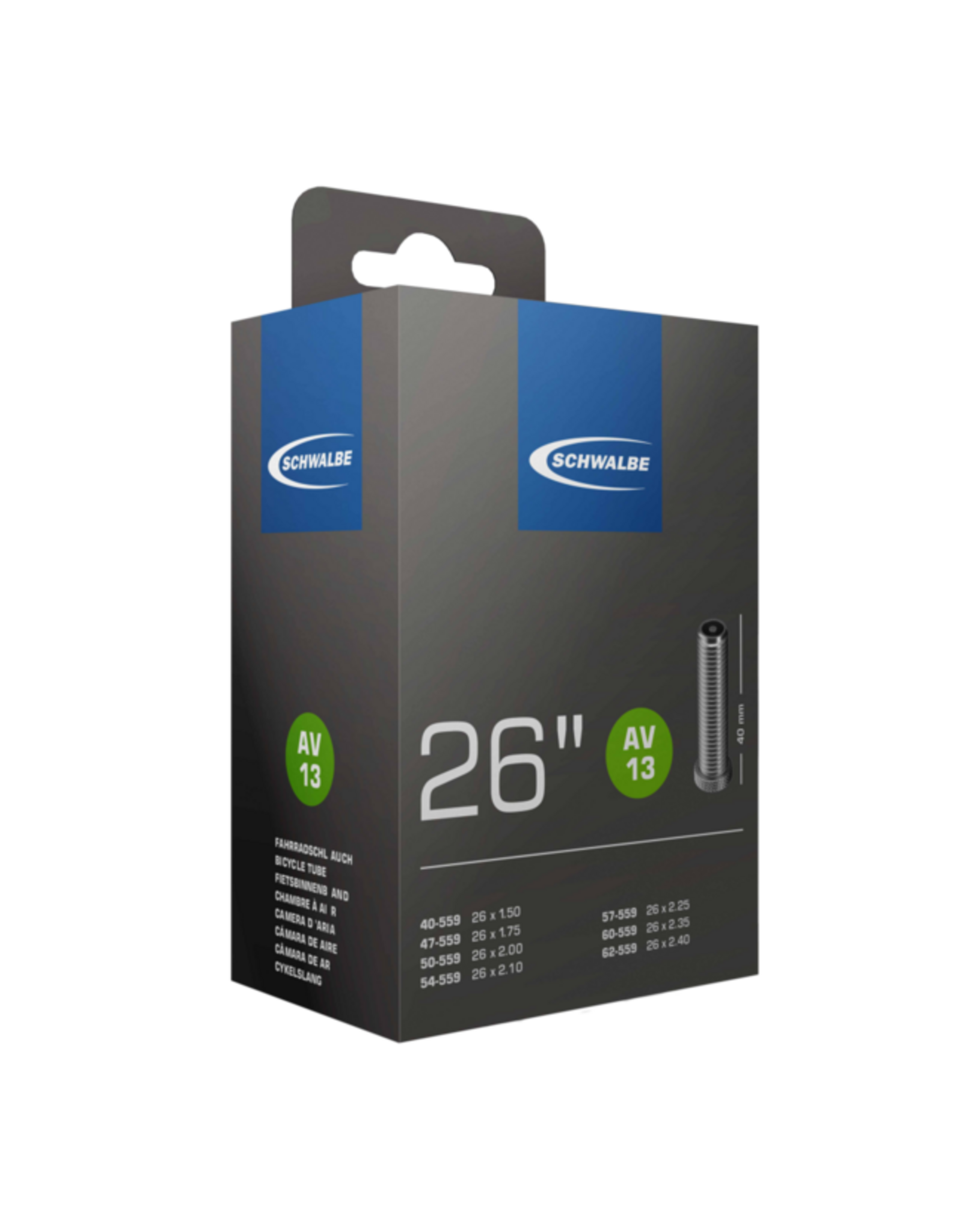Schwalbe Schwalbe Standard Tube - 26 x 1.5 - 2.5, 40mm Schrader Valve