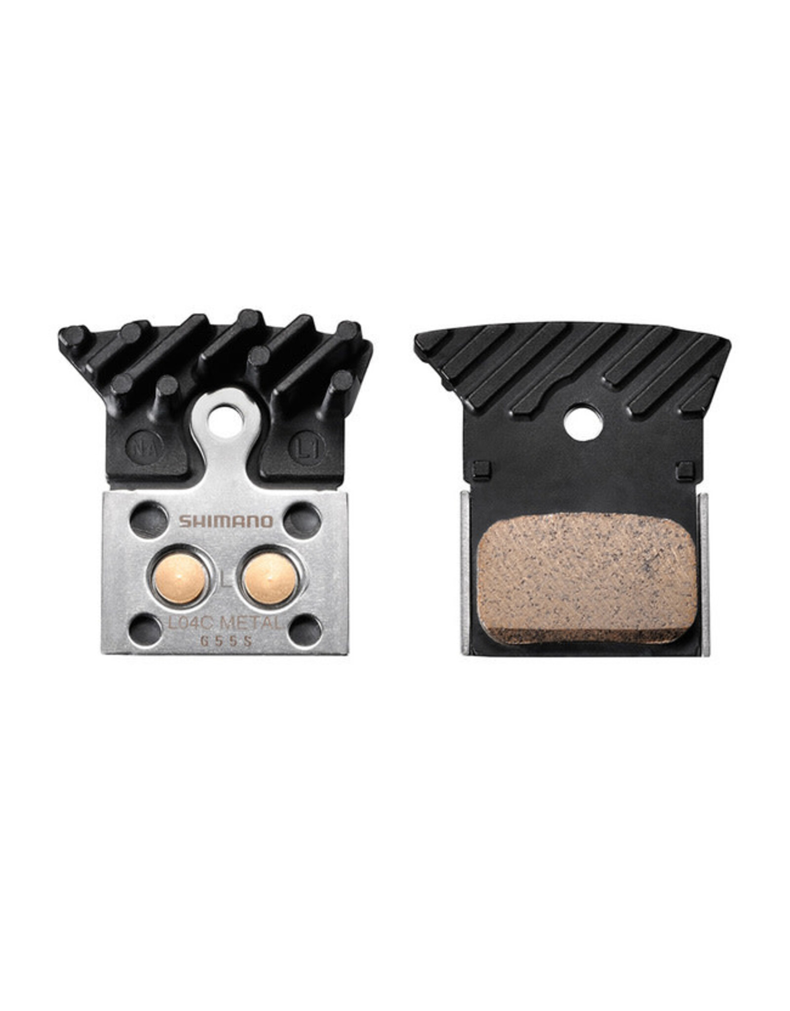 Shimano Shimano L04C-MF Disc Brake Pads and Springs - Metal Compound, Finned Alloy and Stainless Steel Back Plate, One Pair