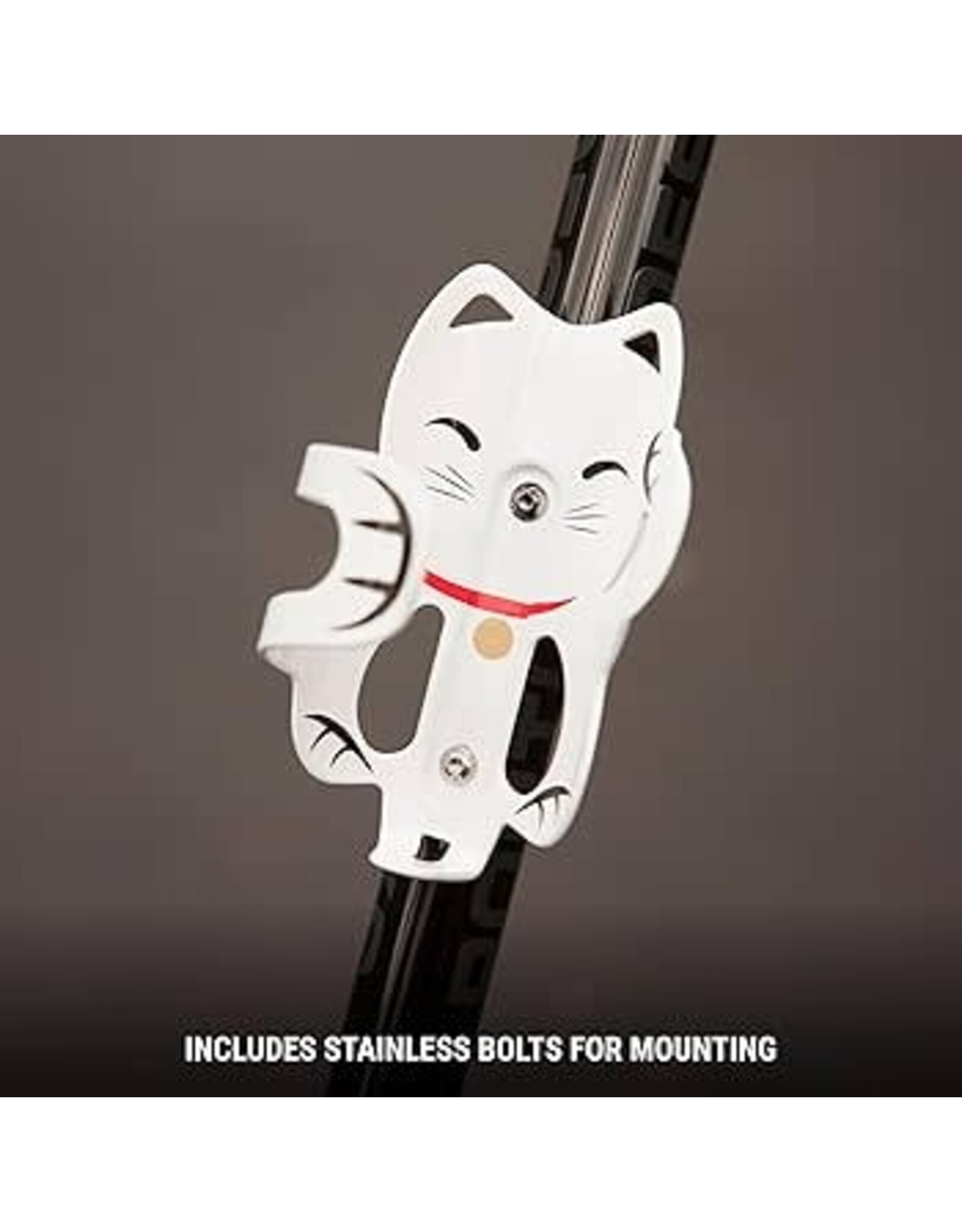 PDW Portland Design Works Lucky Cat Water Bottle Cage: White Cat