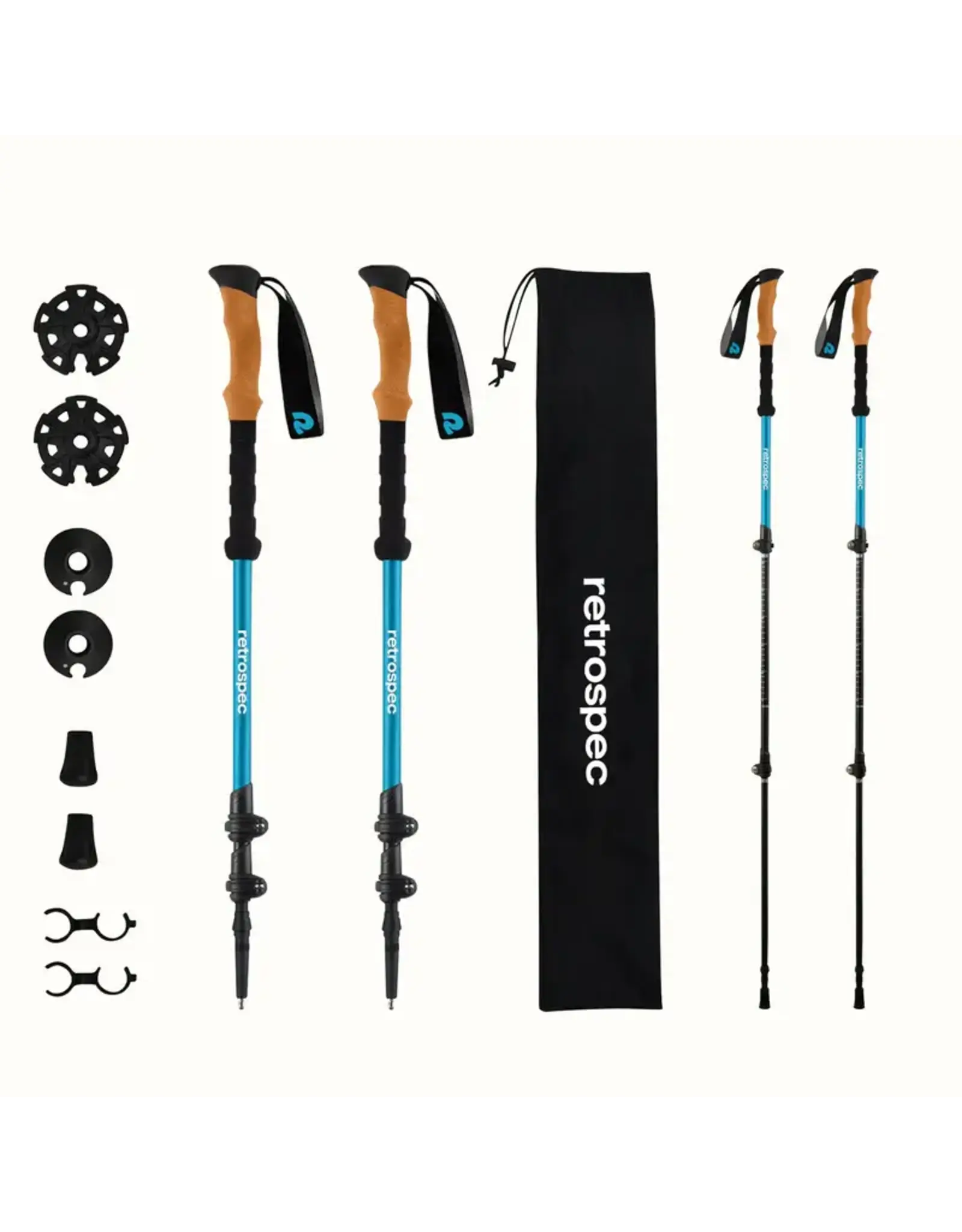 Retrospec Retrospec Solstice Trekking Poles Cork Grip- Polar Blue