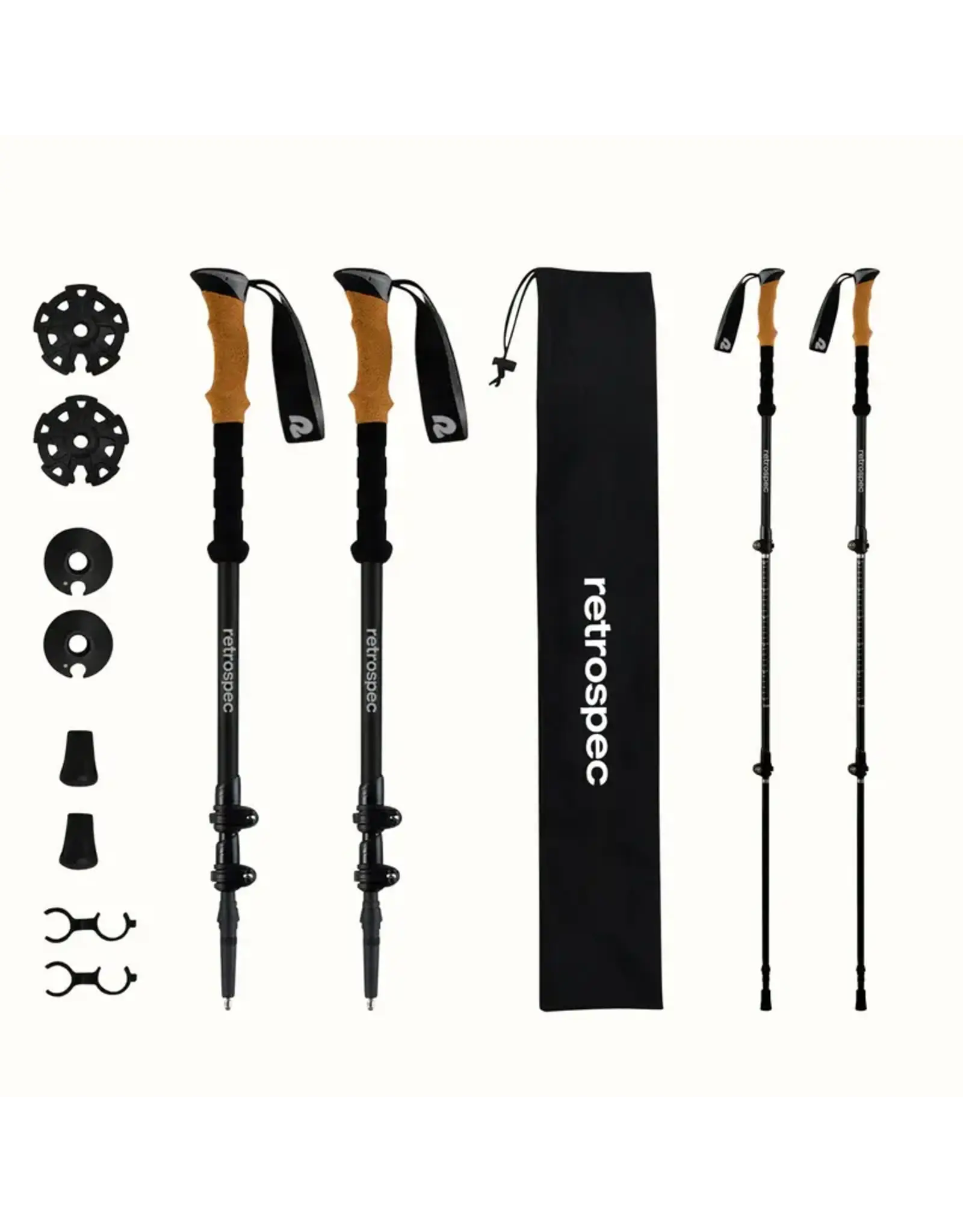 Retrospec Retrospec Solstice Trekking Poles Cork Grip- Matte Black