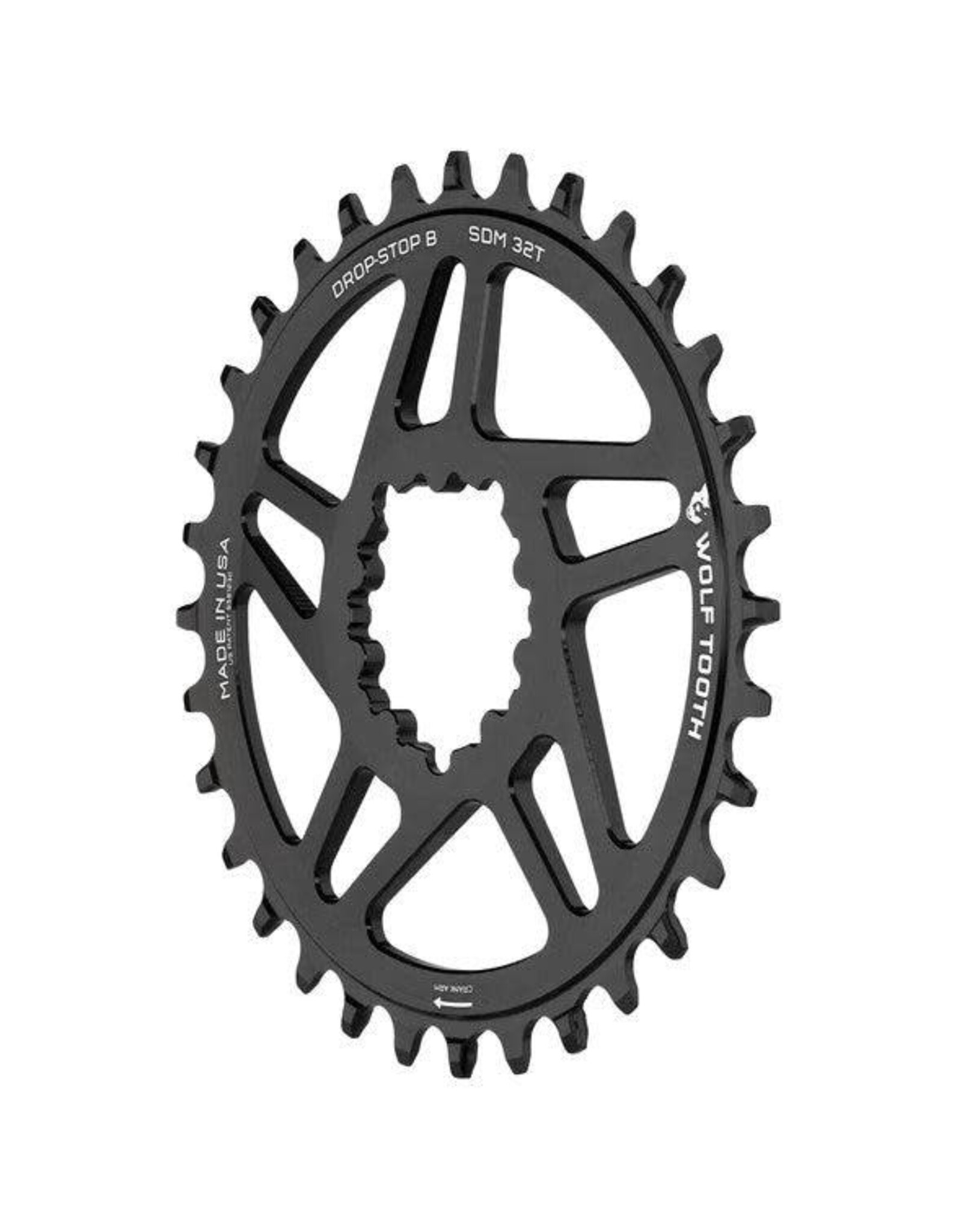 Wolf Tooth Wolf Tooth Elliptical Direct Mount Chainring - 34t, SRAM Direct Mount, Drop-Stop B, For SRAM 3-Bolt Boost Cranksets, 3mm Offset, Black