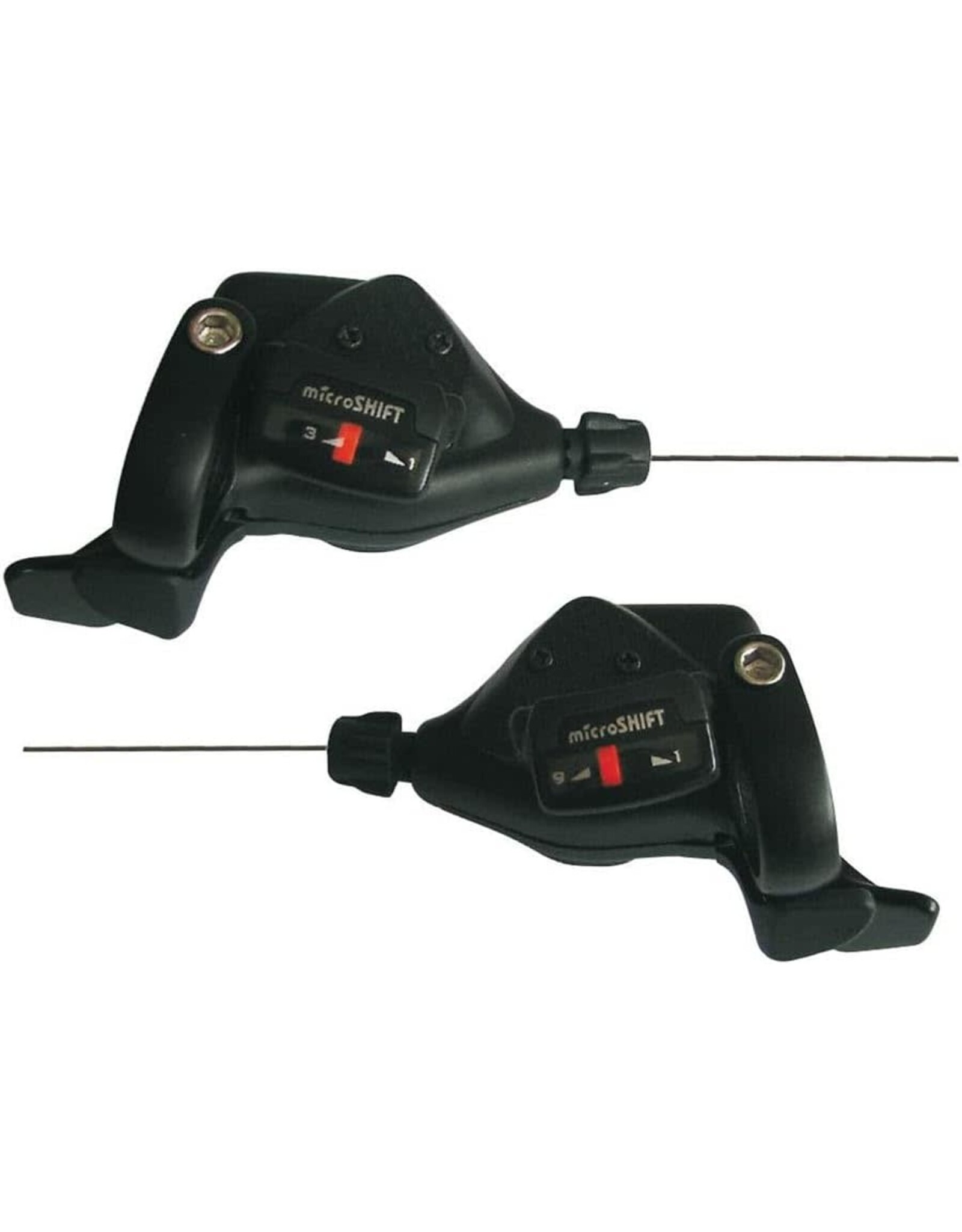 microSHIFT microSHIFT TS71 Thumb Tap Shifter Set, 9-Speed, Triple, Optical Gear Indicator, Shimano Compatible
