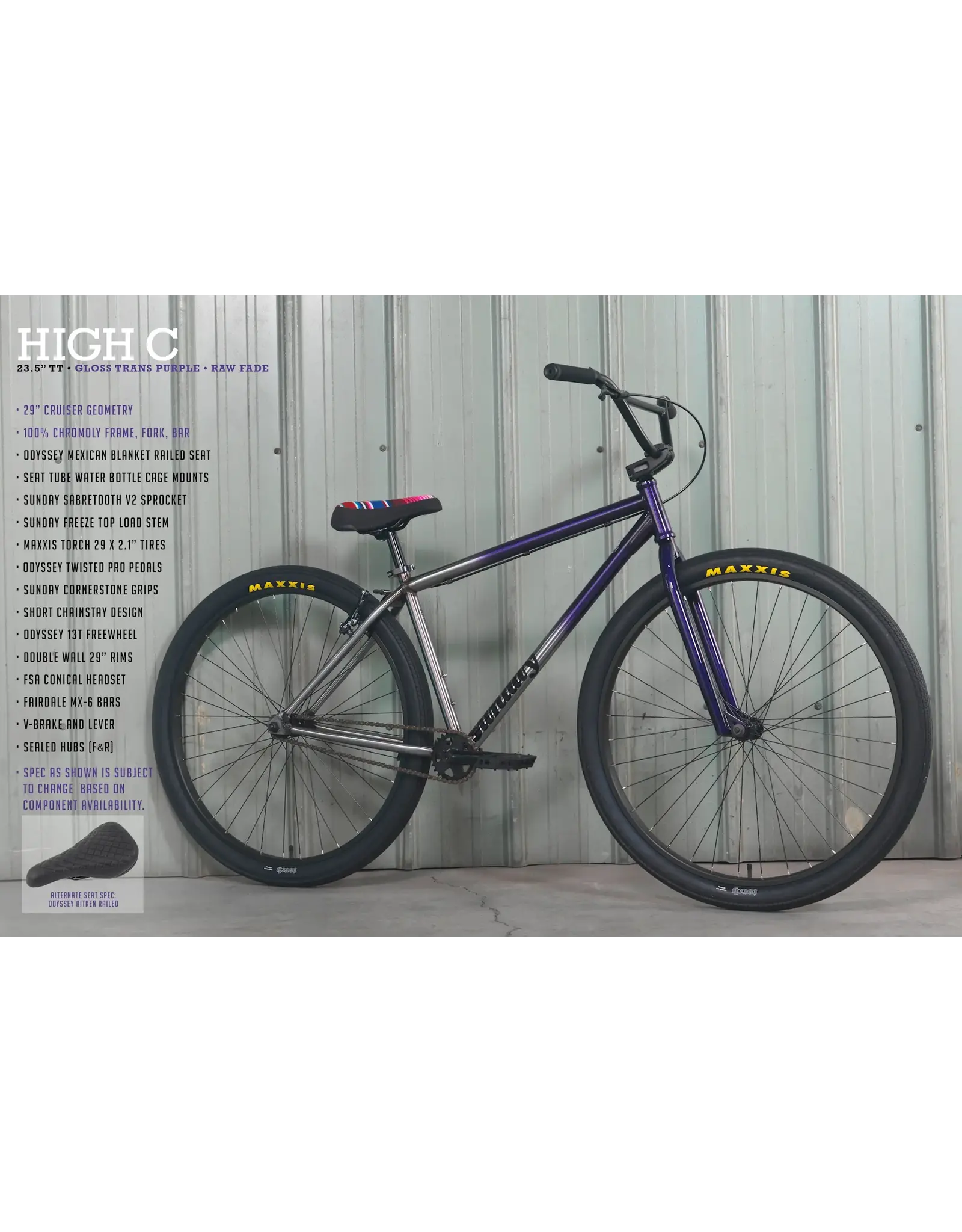 Sunday Bikes Sunday High-C 29” - Gloss Translucent Purple x Raw Fade