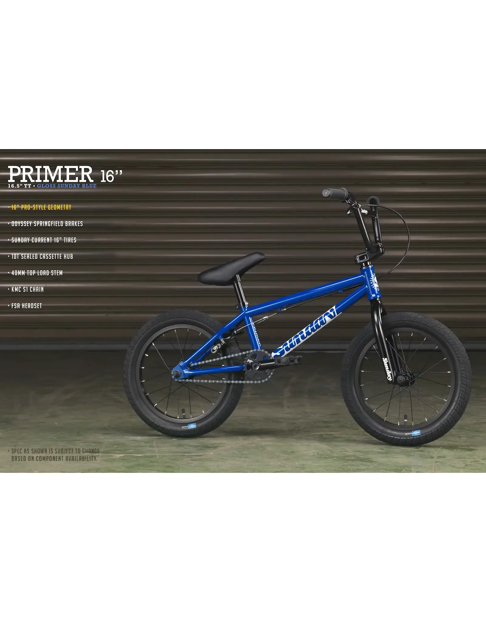 Sunday Bikes Sunday Primer 16” - Gloss Blue