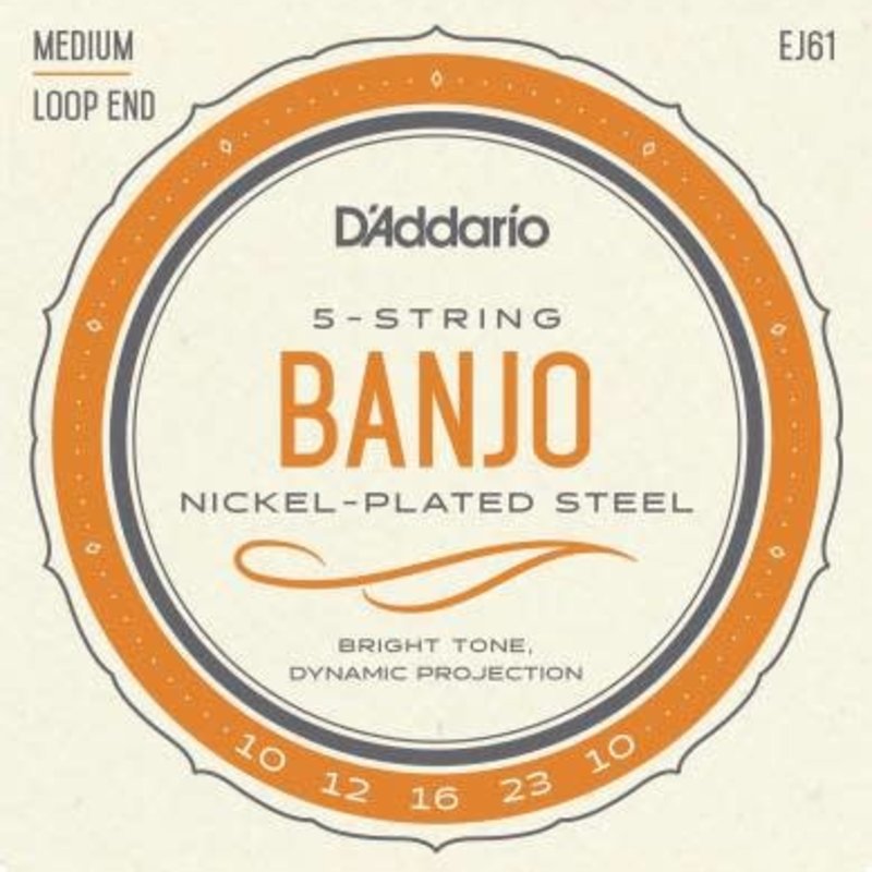 D'addario D'Addario EJ61 Banjo Nickel Plated Strings - Medium Loop End