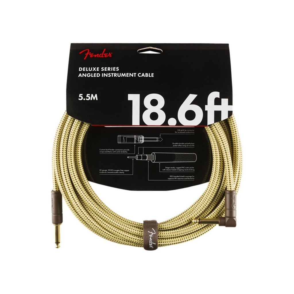 Fender Fender Deluxe Series 18.6' Angle Instrument Cable Tweed