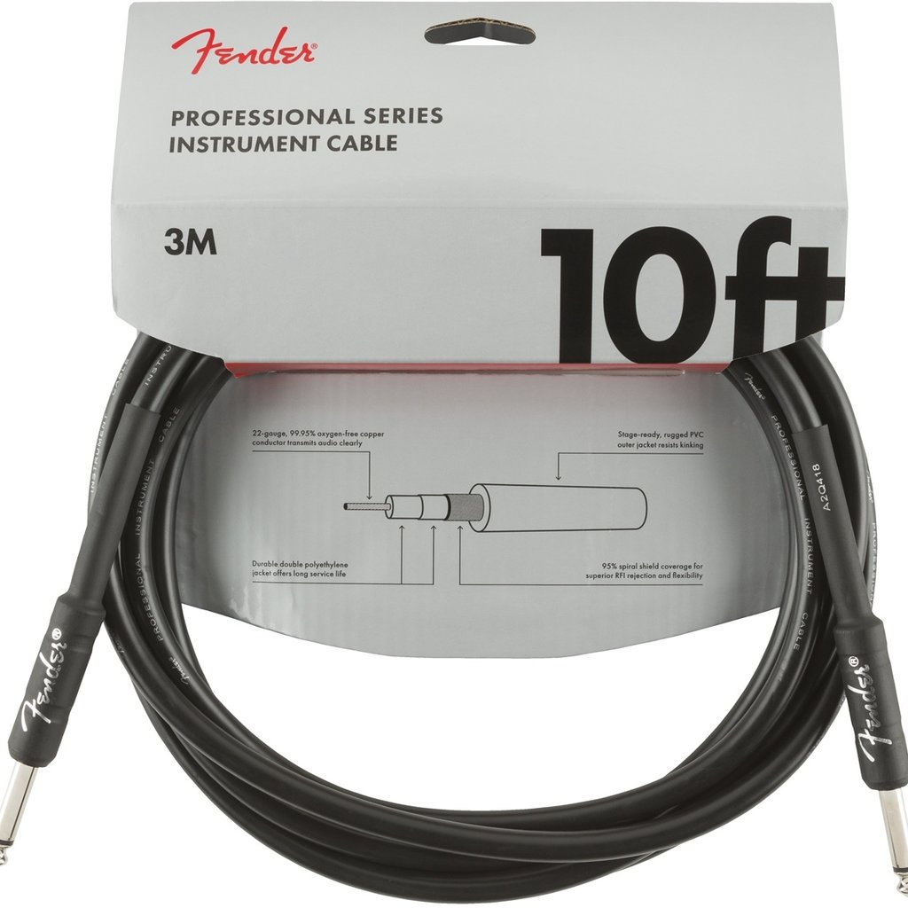 Fender Fender 10' Professional Series Instrument Cable Black Straight/Straight