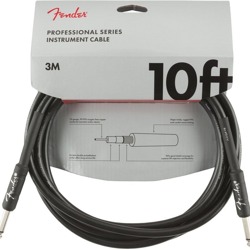 Fender Fender 10' Pro Instrument Cable Black Straight/Straight