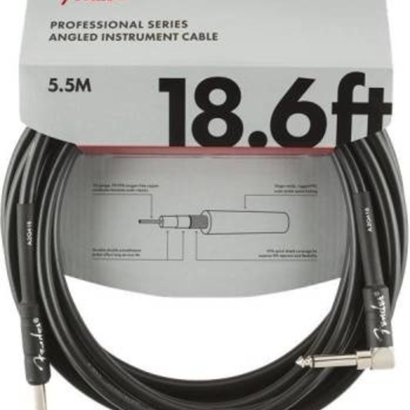 Fender Fender 18.6' Professional Series Instrument Cable Black  Straight/Angle