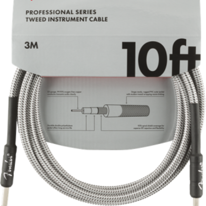 Fender Fender 10' Professional Series Instrument Cable White Tweed