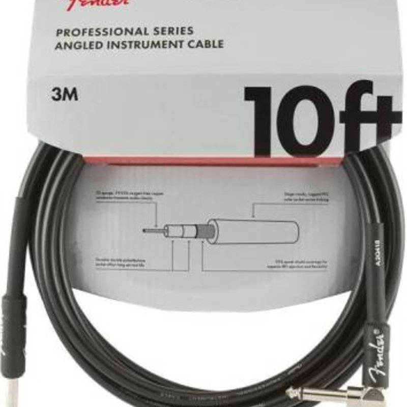 Fender Fender 10' Professional Series Instrument Cable Black Straight/Angle