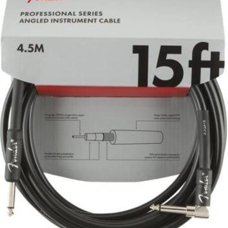 Fender Fender 15' Professional Series Instrument Cable Black Straight/Angle
