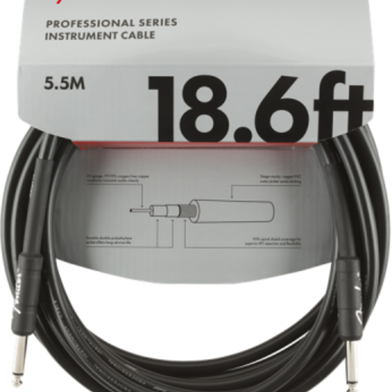 Fender Fender 18.6' Professional Series Instrument Cable Black  Straight