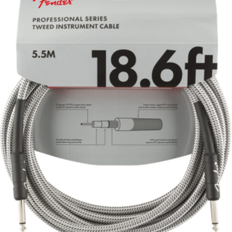 Fender Fender 18.6' Pro Instrument Cable White Tweed