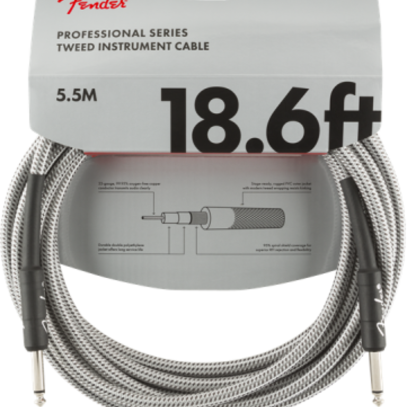Fender Fender 18.6' Professional Series Instrument Cable White Tweed