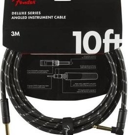 Fender Fender 10' Deluxe Instrument Cable Black Tweed  Straight/Angle